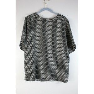 Susina Short Sleeve Blouse Women's Size Large Black White Lightweight GUC